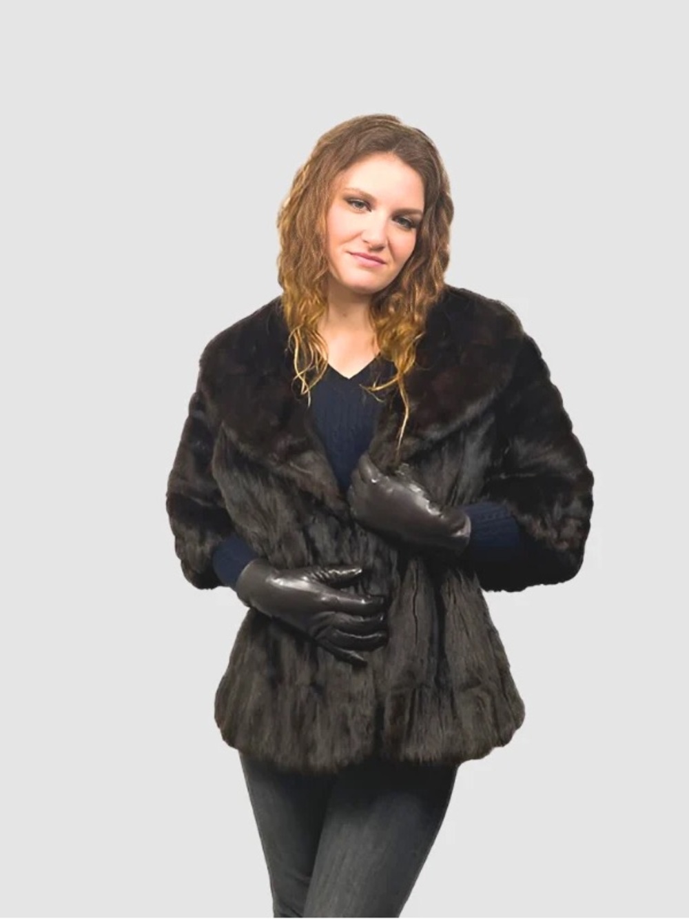 Classic Dark Brown Real Fur Women's Vintage Stole.